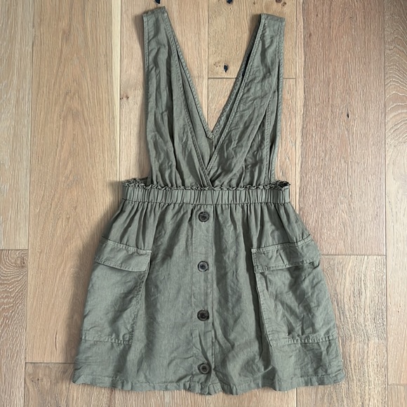 ZARA Pinafore Dress with Pockets - Green - Size: Large - Picture 3 of 15